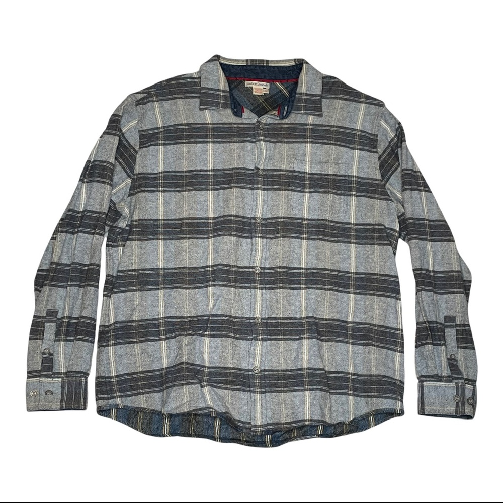 Carbon 2 Cobalt Plaid Flannel Long Sleeve Button Up Gray Shirt Men’s Size Large